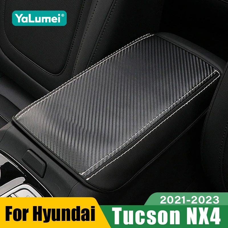 Für Hyundai Tucson NX4 2021 2022 2023 Hybrid N Linie Auto Armlehne Box Abdeckung Fall Leder Trim Zubehör