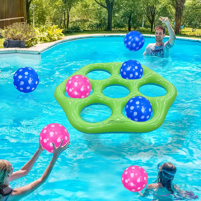 2026 Summer Pool New Hexagonal Inflatable PVC Pool Ring Toss Game Throwing Interactive Toy for Summer Water Competitive Play