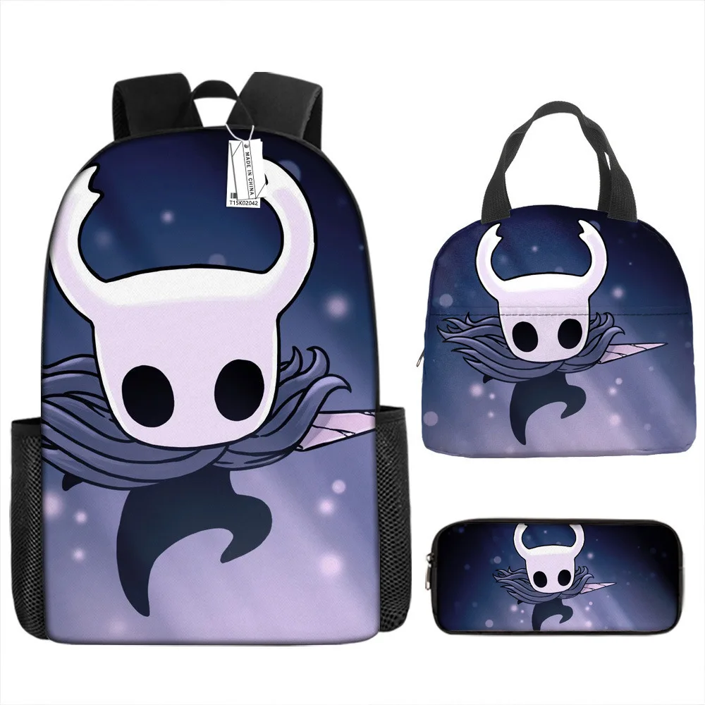 

Cartoon Popular Funny Novelty Hollow Knight 3D Print 3pcs/Set Student School Bags Laptop Daypack Backpack Lunch bag Pencil Case