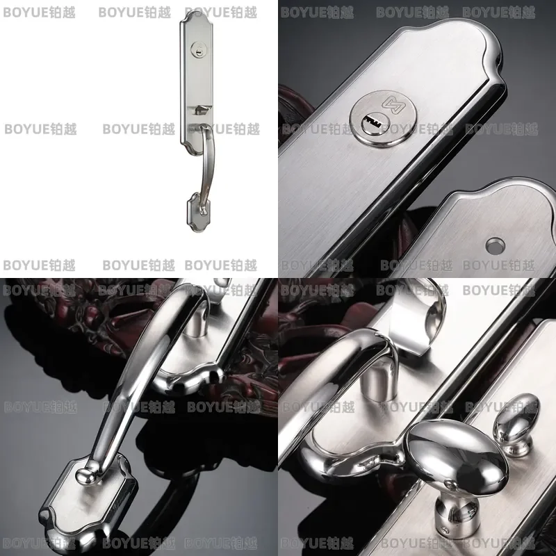 Luxury Stainless Steel Anti Theft Door Lock Handle for American Villa Indoor Household Security Entry Main Gate Hardware