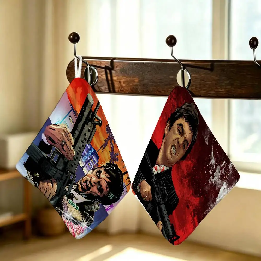Hot Classic Movie Scarfaces Anime Polyester Hanging Kitchen Hand Towel Durable Wear Resistant  Versatile Use Throughout Home