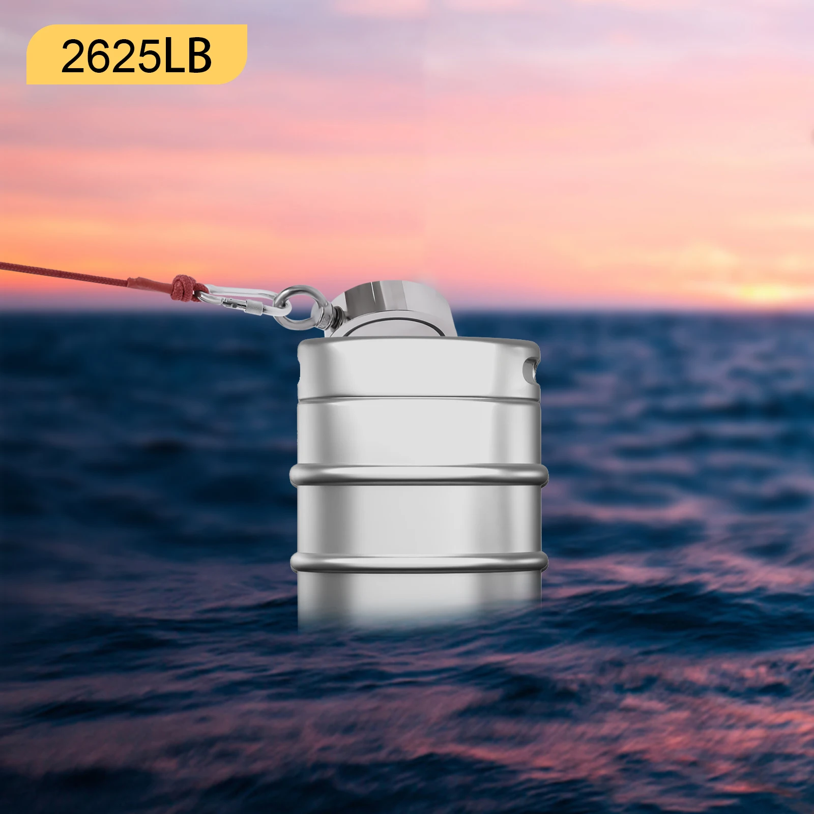 Kit de imán de pesca de doble cara con cuerda, guantes y gancho de agarre, juego completo de recuperación de fuerza de tracción de 1190kg para detección de metales