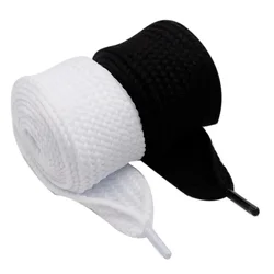 Coolstring 4cm Wide Black White Solid Color Fat Flat Shoelaces High Quality Hoodie Drawstring Waist Laces Kids Adults Sneakers