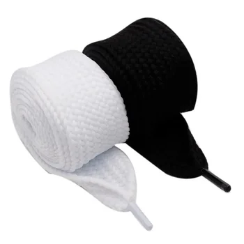 Coolstring 4 cm breed zwart wit effen kleur dikke platte schoenveters hoge kwaliteit hoodie trekkoord taille veters kinderen volwassenen sneakers