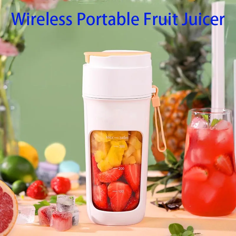 340ML Wireless Portable Fruit Juicer Blender 18000rpm Household Multifunction Fried Fruit Juice Cup 3000MAh Rechargeable Battery