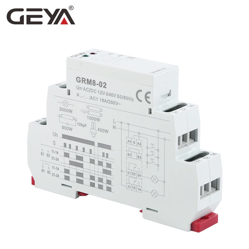 GEYA GRM8 Latching Relay Memory Relay SPDT 16A Step Relay AC230V OR AC/DC12-240V Impulse Relay 12V