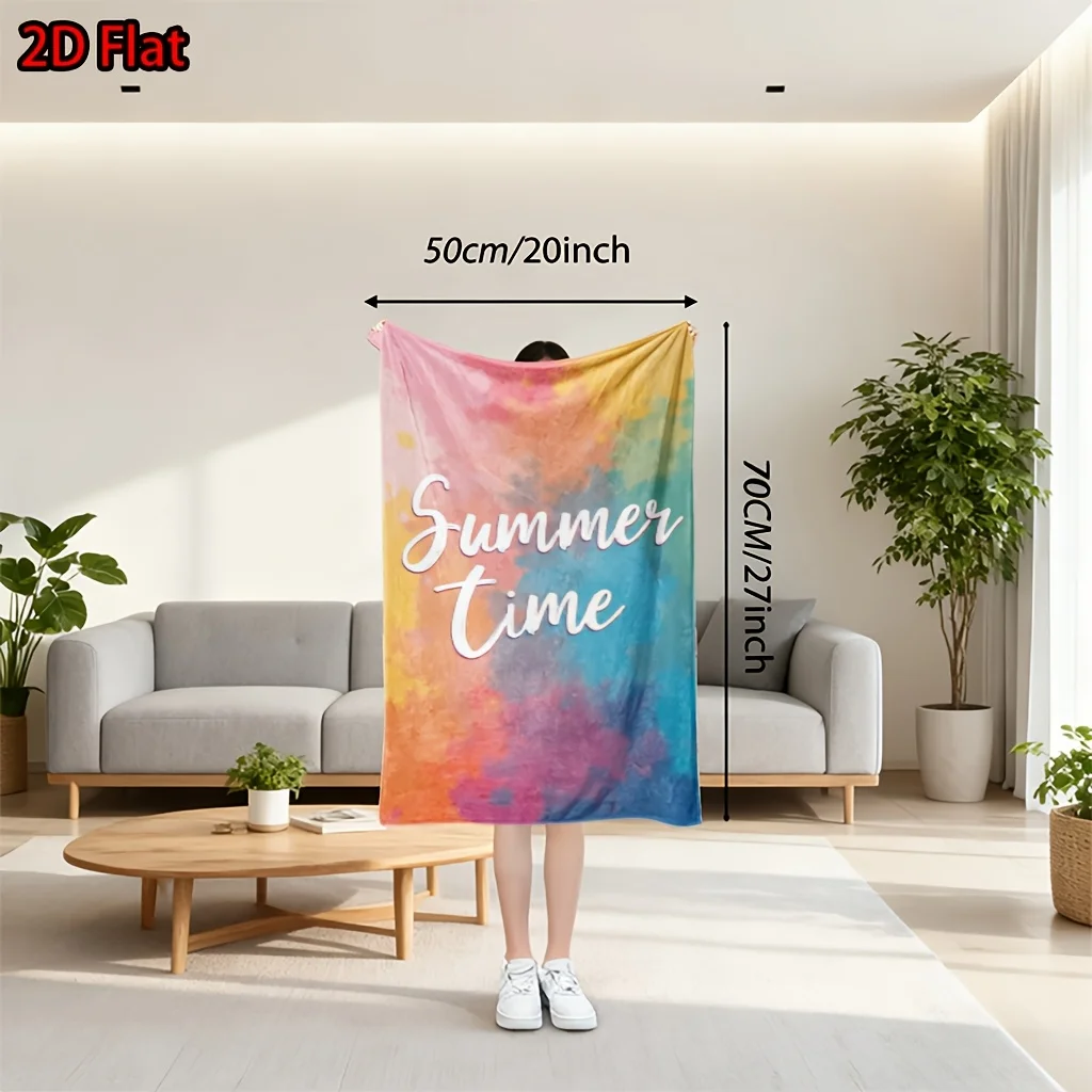 Boho Summer Time Throw Blanket Colorful Abstract Beach Vibes Throw Cozy Microfiber Decorative Bed Decor for Seasonal Home Accent