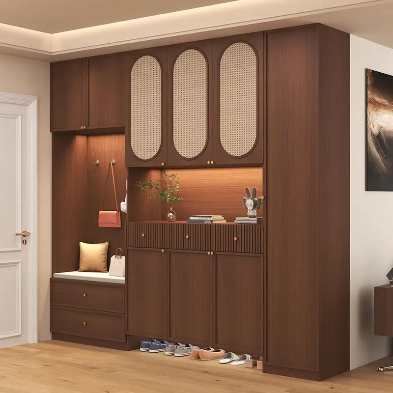 Shoe cabinet Entrance cabinet Integrated French medieval partition cabinet Replaceable shoe stool Entry foyer Multi-layer locker
