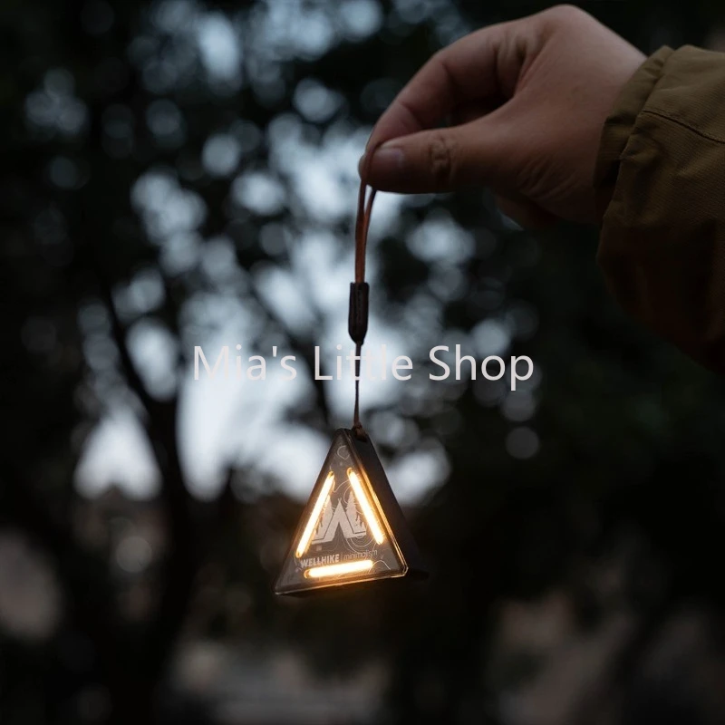 Outdoor camping triangle warning badge lighting multi-functional atmosphere mini hanging light camping decorative triangle light
