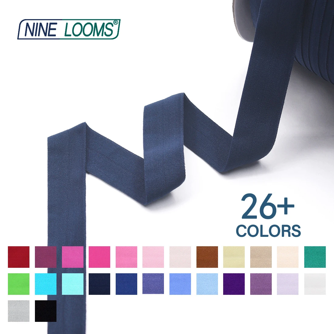 Neun Webstühle matt faltbar elastisch Feind 3/4 "20mm solide nicht glänzende Spandex Band Unterwäsche Dessous Näh besatz 50 Yard von Spule – Detail 19