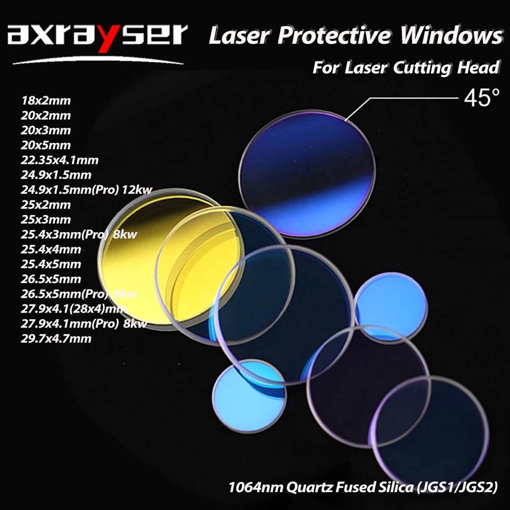 

Laser Protective Windows 18x2mm-29.7x4.7mm Fused Silica Protection Lens for Raytools Precitec WSX Fiber Cutting Machine Head