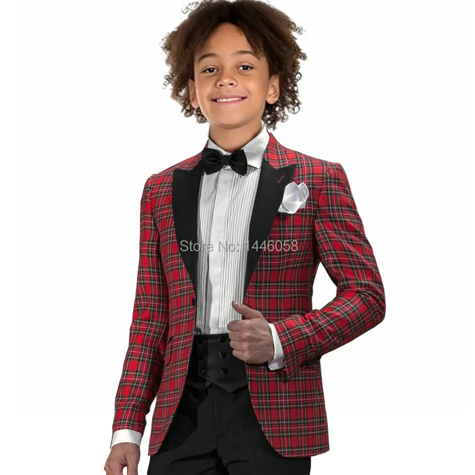 

Children's Formal Red Plaid Suit Set Boys Wedding Party Piano Performance Dress Costume Kids Jacket Pants Clothing Set