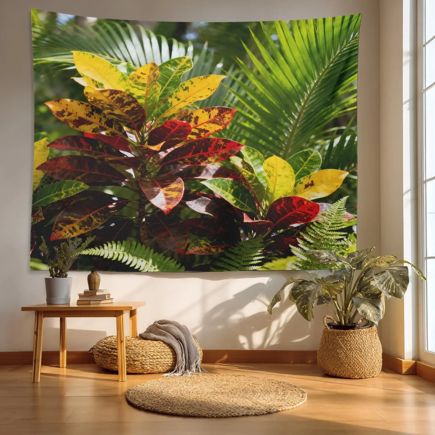 Tropical Leaves Botanical Wall Tapestry Boho Jungle Greenery Plant Decor Poster Indoor Outdoor Living Room Wall Art
