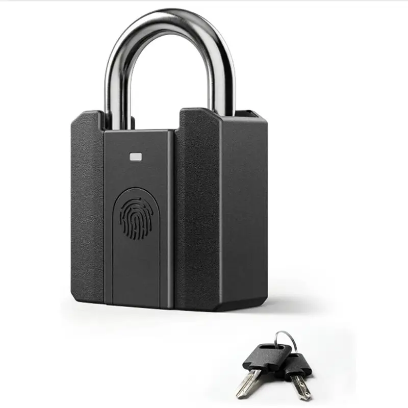 A02F-Fingerprint Padlock One Touch Gym Locker Lock With Backup Keys, Battery-Powered