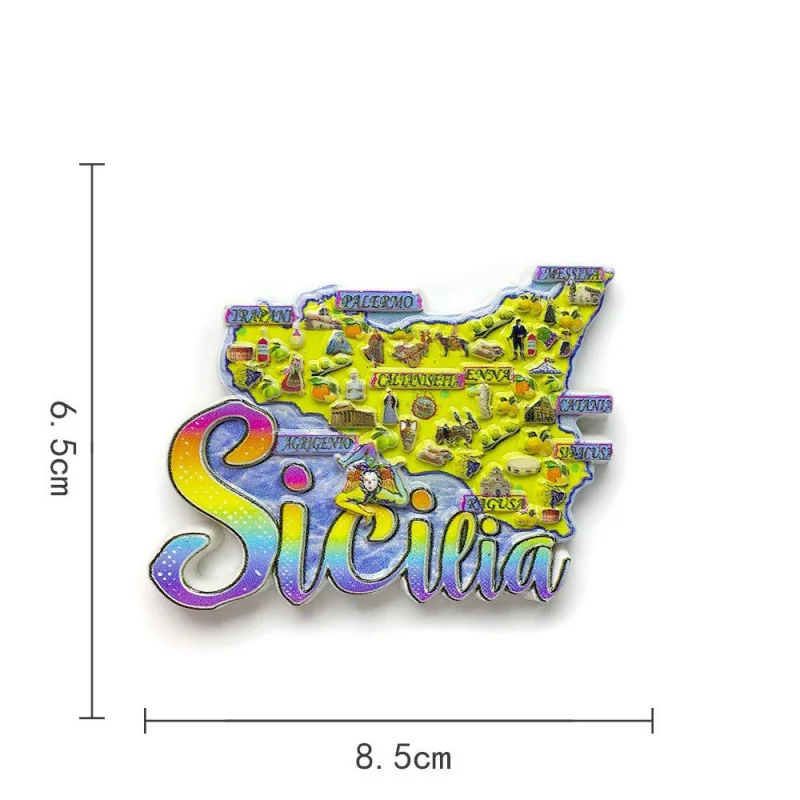 

Sicily Fun Map Tourist Souvenir Creative 3D Home Decoration3dPainted Refridgerator Magnets