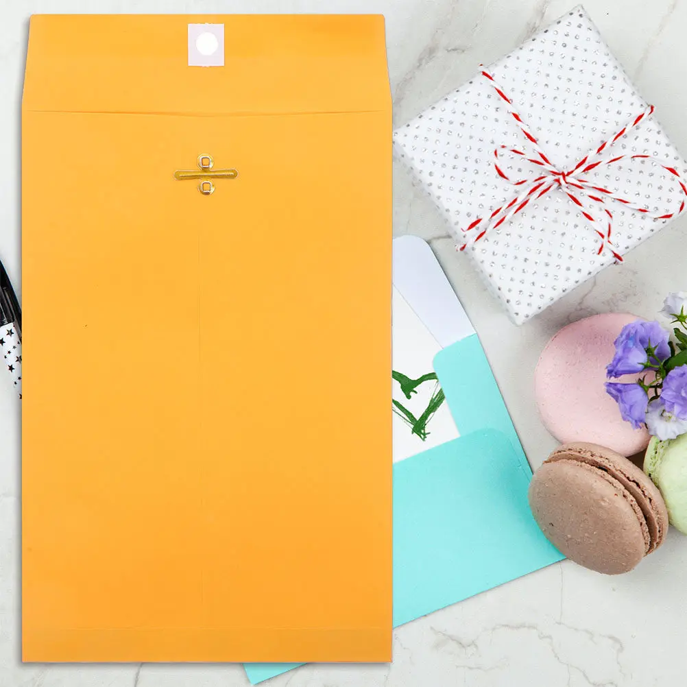 100Pcs Manila Clasp Envelopes Letter Size Kraft Paper Document Envelope for Legal Contracts Mailing Office File Storage Yellow