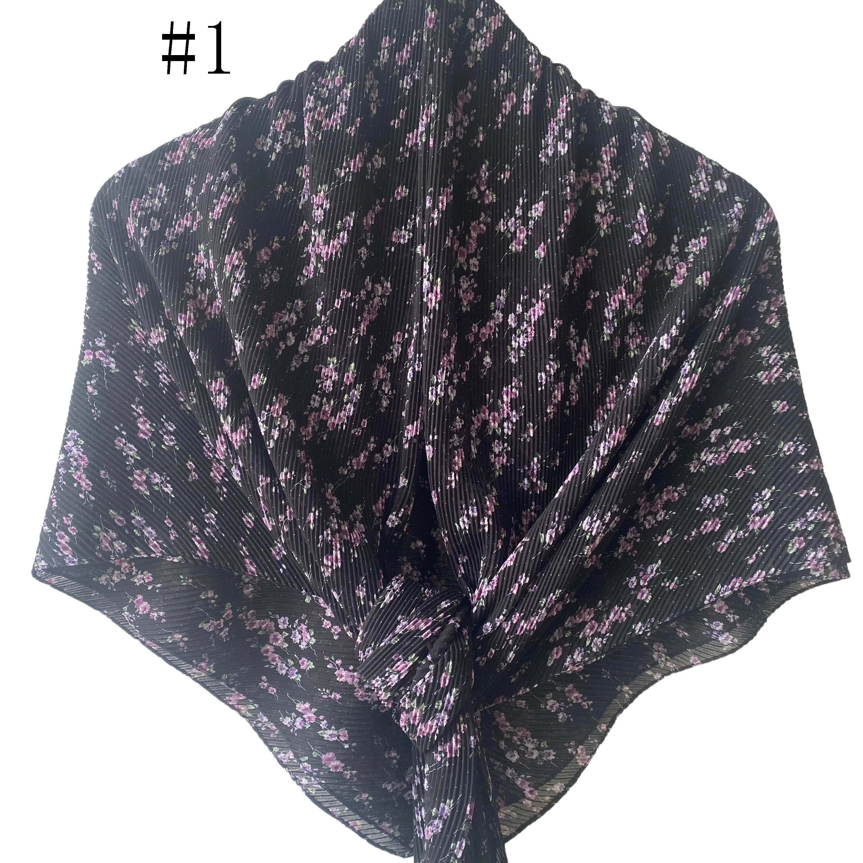 

Мальдивы, хит продаж, креповые женские платки, модные мусульманские головные уборы Tudung, Borong, хиджаб, плиссированный квадратный шарф с цветочным принтом