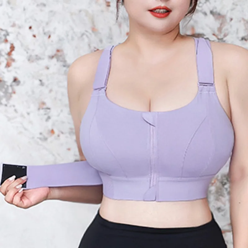 Dámské sportovní podprsenky s dlouhým rukávem, velikost S-5XL, sportovní podprsenka s push-up zipem, velikost pro velké dámy, velikost S - náhled 4