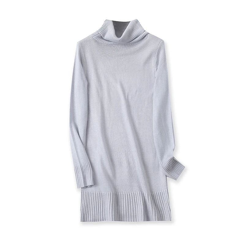 เสื้อไหมพรมถักทรงยาว คอสูง ทรงเข้ารูป สำหรับฤดูใบไม้ร่วงและฤดูหนาว รุ่นใหม่ล่าสุด เสื้อสเวตเตอร์ผู้หญิง สไตล์เรียบง่าย ใส่ได้หลากหลาย ลาย Love And Peace