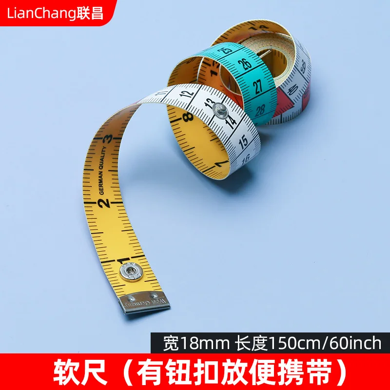 1.5M 2.0M 3.0M Imported Stretchable Soft Plastic Tape Measure Color Buckle Inch Measuring Tape Double-sided Ruler