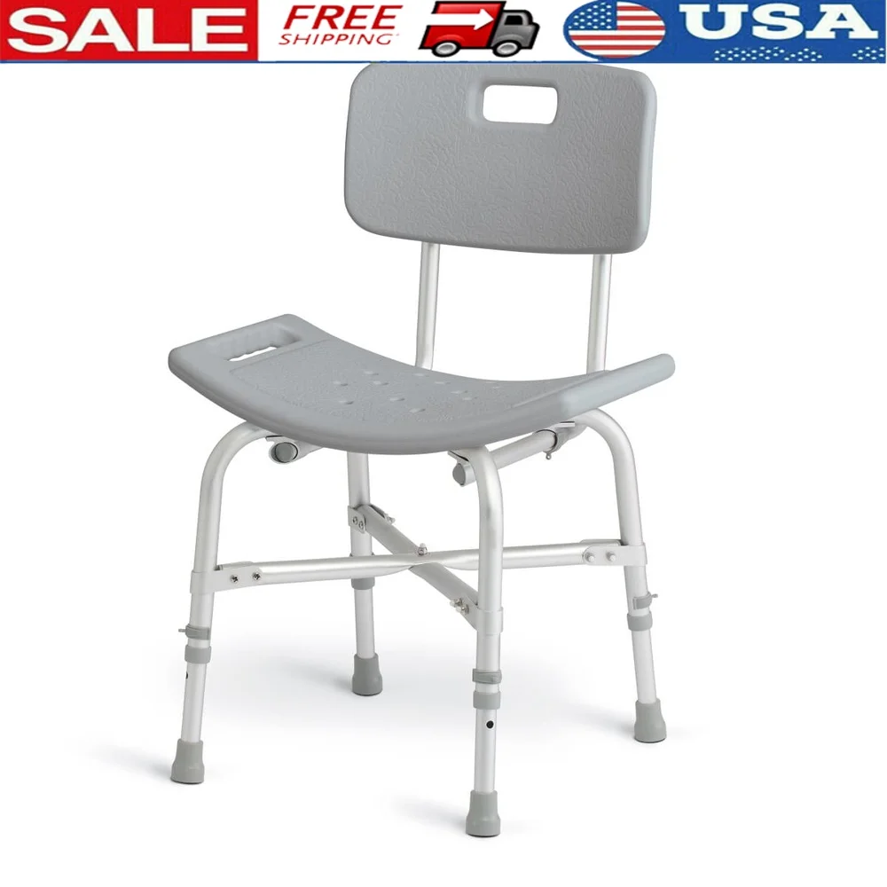 

Bariatric Shower Chair with Backrest Non-Slip Rubber Feet Supports up to 550 lb Durable Bath Seat Elderly Disabled Use