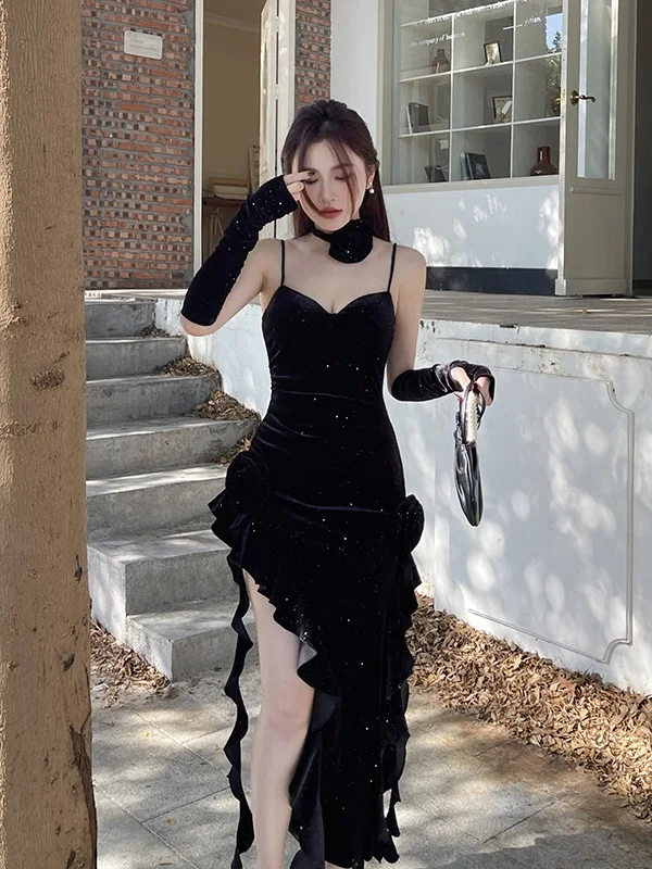 مثير الأحمر المخملية الدكتور المرأة سبليت تنورة طويلة زي الهالوين حزام الدكتور عالية الخصر ألف خط صورة ظلية Svel Bodycon