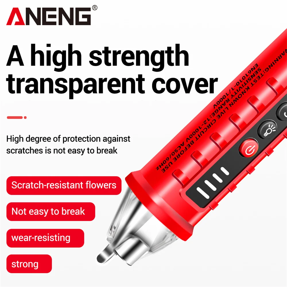 

Бесконтактный тестер-ручка ANENG VD802, детектор напряжения переменного тока 12В-1000В, индукционная ручка для поиска обрывов проводки, определения нулевой и фазовой линии