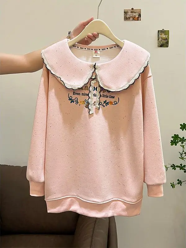 plus Size 300 Pou Hoodie Women's Long Thiened Fce Collar Warm Sli Top for Autumn And Winter Korean Sle Print