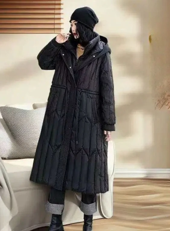 2026 Fashion Winter New Women's Down Jacket Hooded Commuter Slim Fit Retro Parker Down Jacket