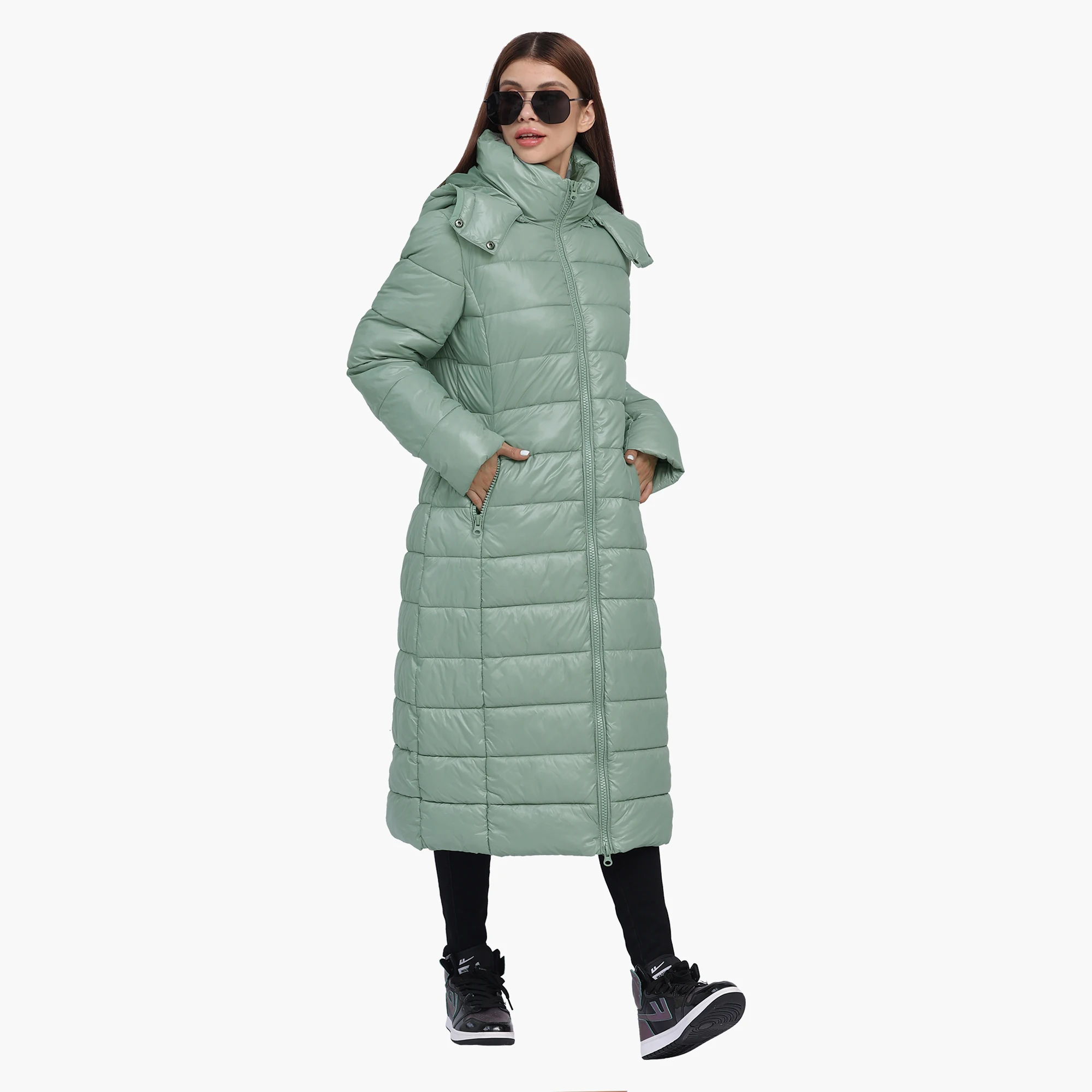 SANTELON Women Winter Thick Warm Extra Long Parka Over Knee Puffer Jacket Coat With Detachable Windproof Hood Fashion Outerwear