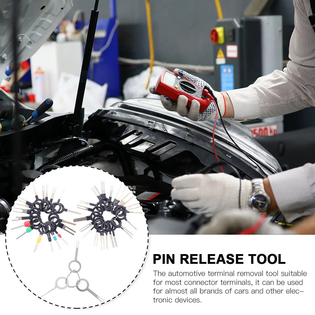 

1Set Wire Harness Terminal Connector Pin Extractor Durable Plastic Handle Spring Steel Pin Puller