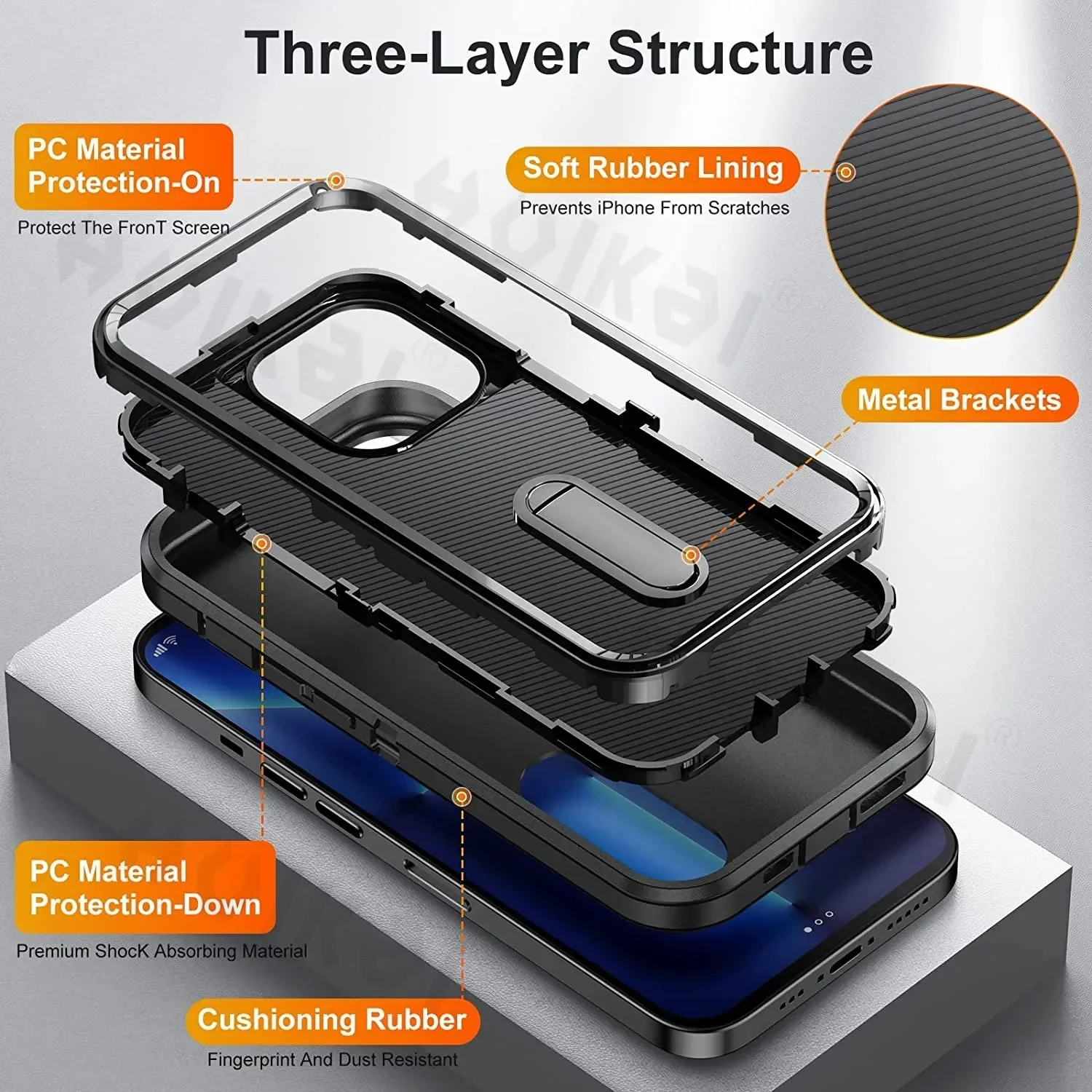 Hülle für iPhone 18 Pro Max 17e 17 Pro Max 16 Pro 15 14, robuste Stoßdämpfung, vollständiger Körperschutz, Silikon-Gummi-Cover – Detail 5