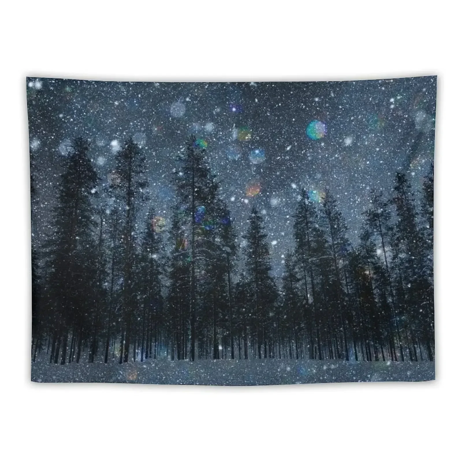 Midnight Forest Snowfall Tapestry Room Decorator Decoration Wall Cute Room Things Wallpapers Home Decor Tapestry