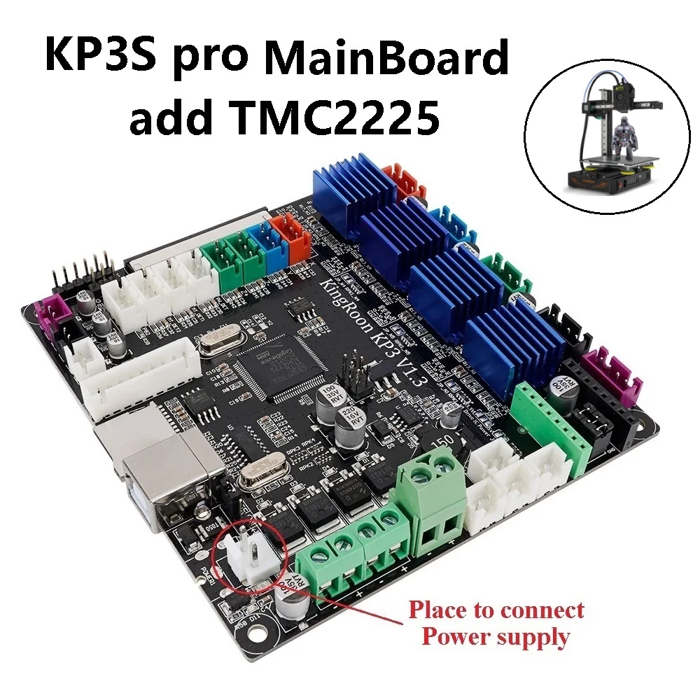 

KINGROON 3D Printer KP3S KP5L KP3SPRO KP3SPRO S1 32 Bits Silent Mainboard kp3s pro TMC2225 Control Board with Motor Drivers