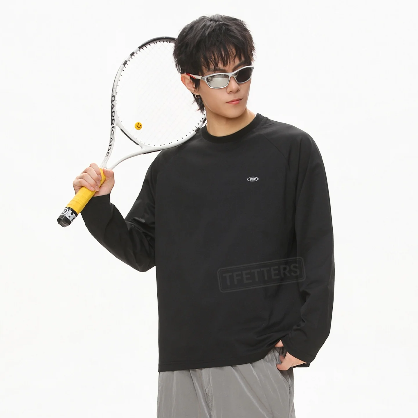 TFETTERS 2026 Spring Autumn Lightweight Outdoor Long Sleeve Tee for Men Raglan O-Neck Loose Fit Breathable Sport T Shirt Man