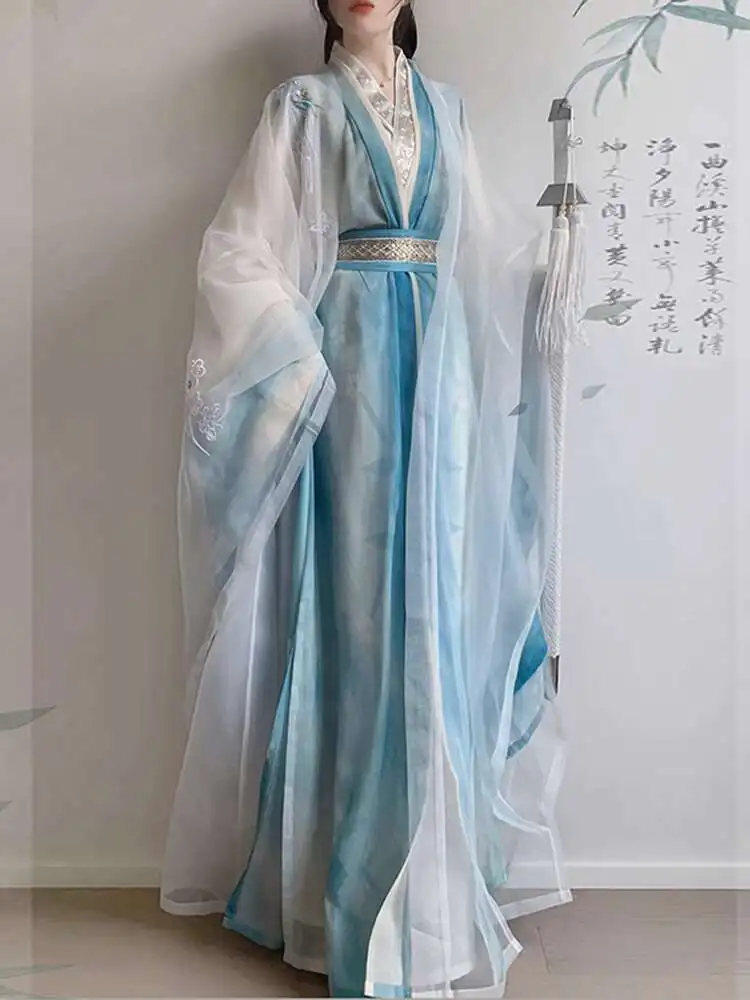 

Yaochi Hanfu Female[On The Goddess Of Luo River]Tang Style Long Sleeved Shirt With Straight Train, Heavy Embroidery, Daily Super