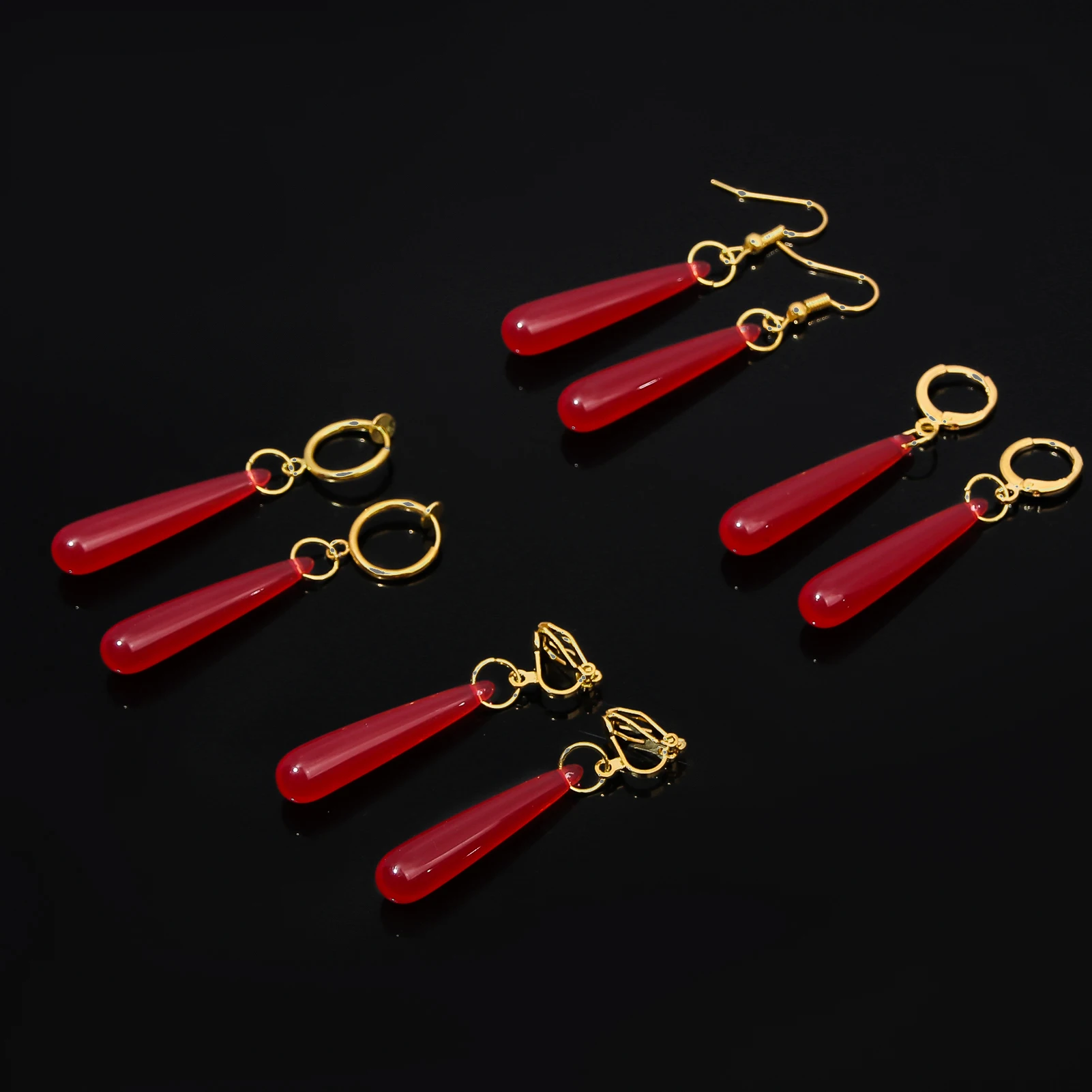 Anime Frieren Beyond Journey's End Frieren Cosplay Earrings Red Drop Earrings Ear Clips Mage Party Costume Props for Women Girls