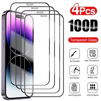 4PCS Full Cover Screen Protector for iPhone 14 11 12 13 Pro Max Protective Glass for iPhone 11 13 14 Pro X XR XS Max 6 7 8 Plus