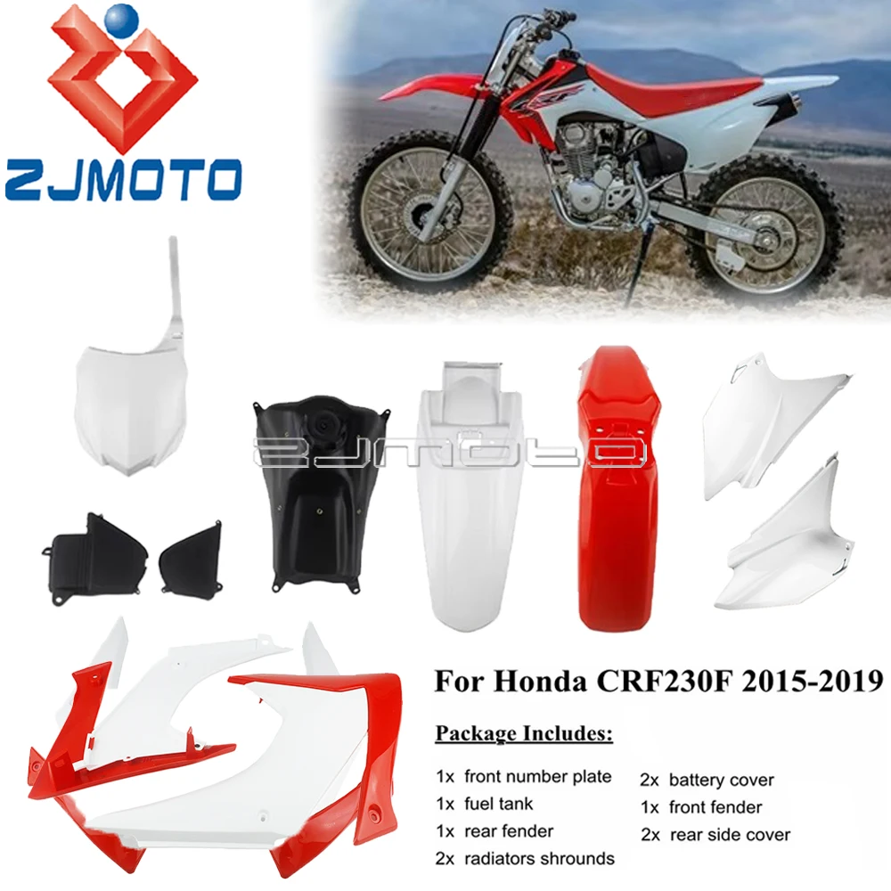 Dirt Bike Complete Body Fairing Side Panels Fender Fuel Tank Radiator Shrouds Front Number Plate For Honda CRF230F 2015-2019