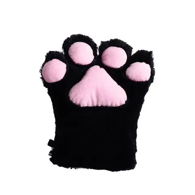 1PC Cute Bear Cat Paw Gloves Fluffy Plush Cartoon Animal Anime Lolita Cosplay Mitten