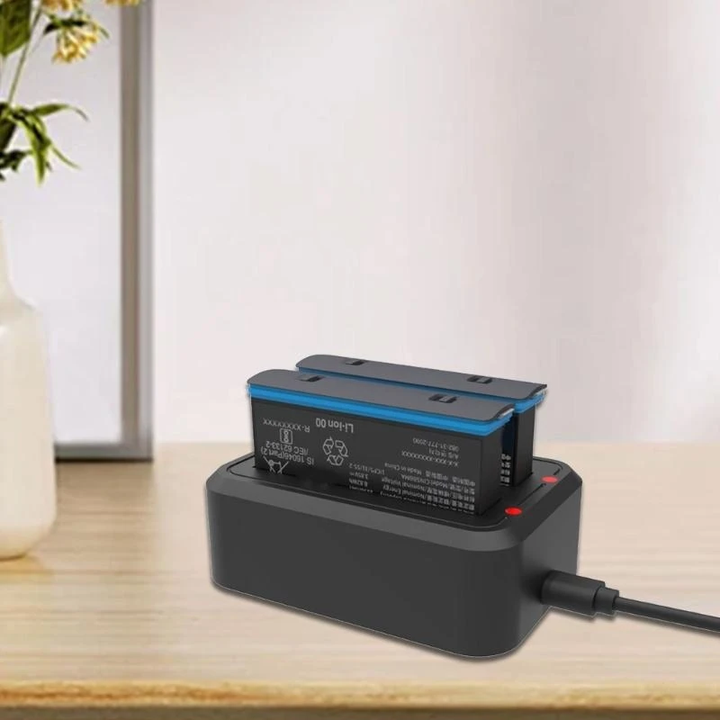 Y2GD اثنين من فتحة الشاحن السريع Dock ABS Battery Hub لكاميرا 360 الحركة