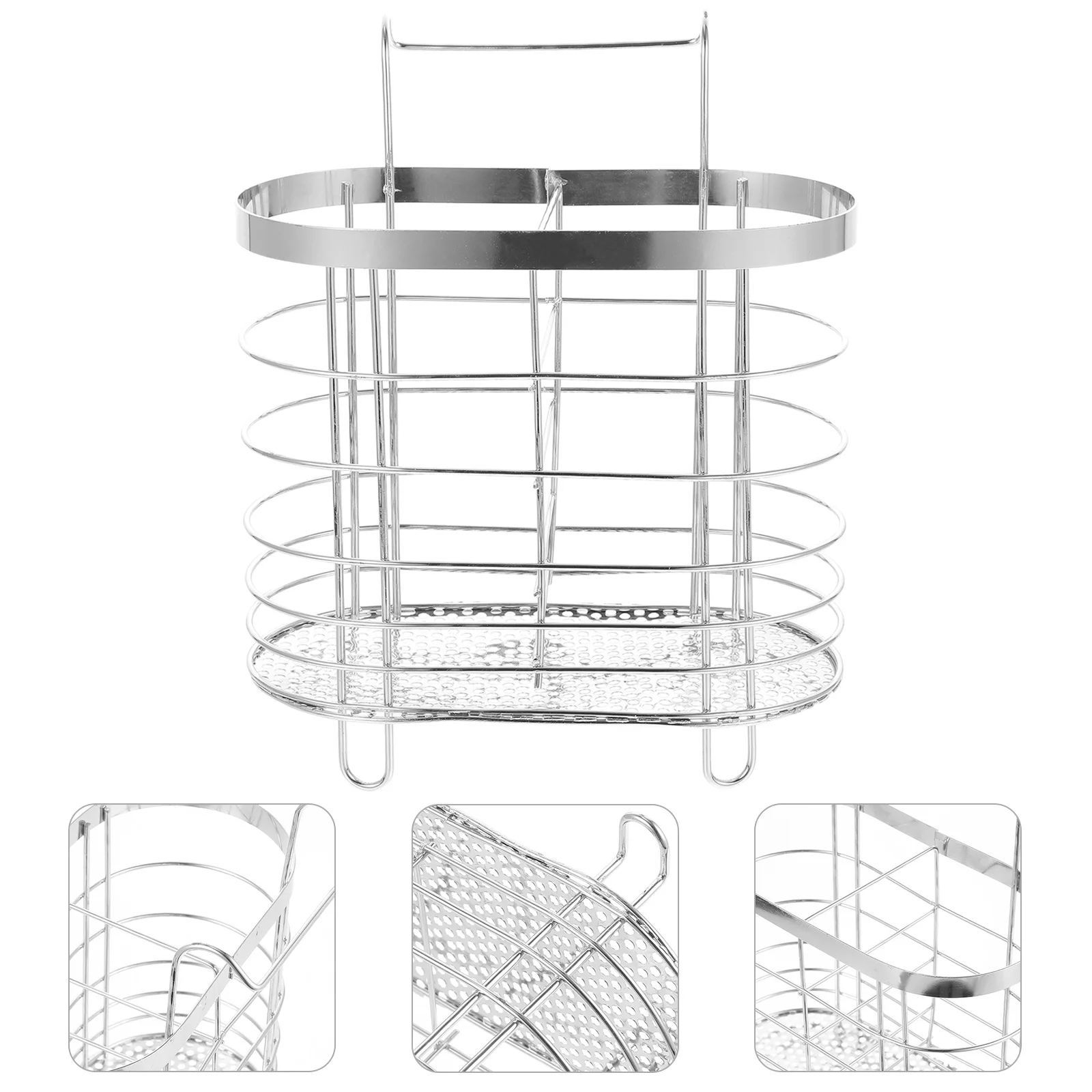 

Stainless Steel Kitchen Container Utensil Drying Rack Spoon Silverware Storage Basket Cutlery Holder Chopstick Drain Bucket