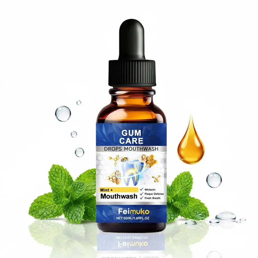 50ml Drops Mouthwash, Gums Care Natural Mouth Wash, Soothe Caring and Cleansing Mouthwash, Eliminate Bad Breath, Confident Smile