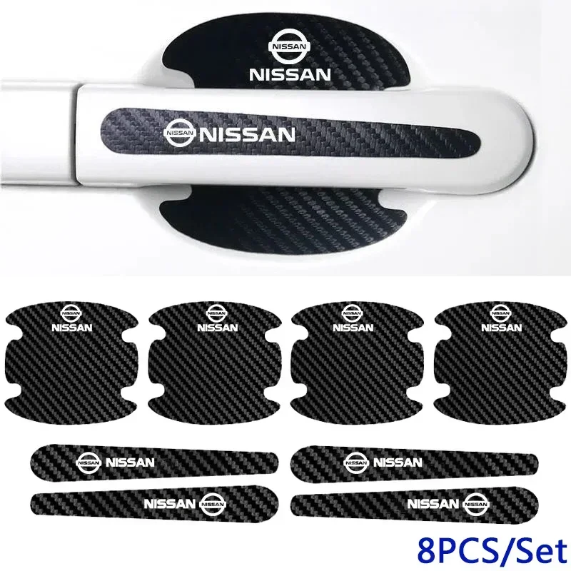 Carbon Fiber Modified Stickers Car Door Handle Protection Decal for Nissan Sylphy Versa Rogue Patrol X-TRAIL Tiida Serena Murano