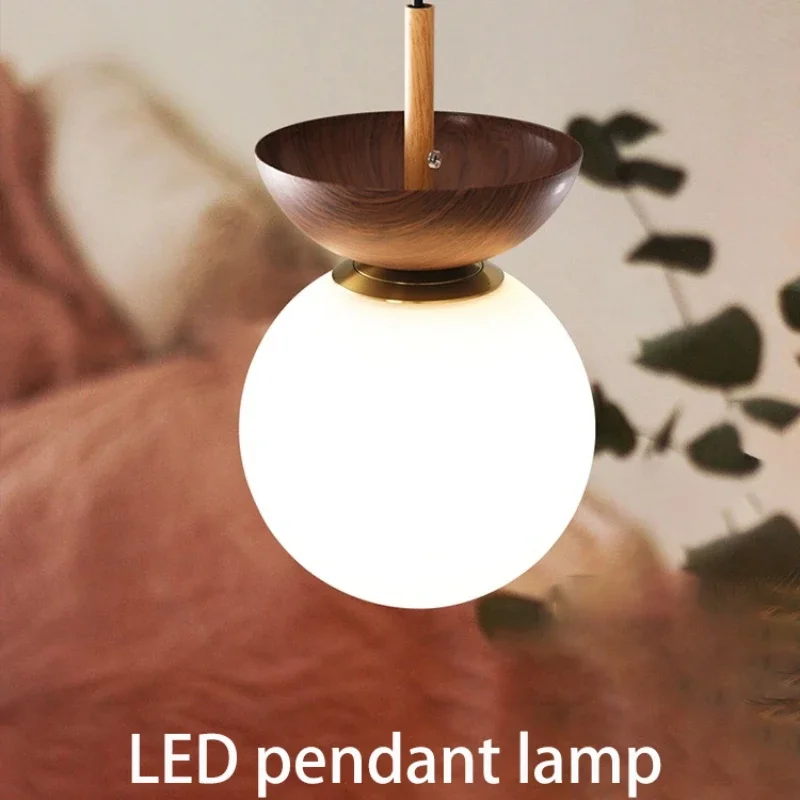 

Led Pendant Lamp Japanese Style Bedroom Bedside Small Chandelier Simple Modern Wooden Light For Homestay Hotel Restaurant