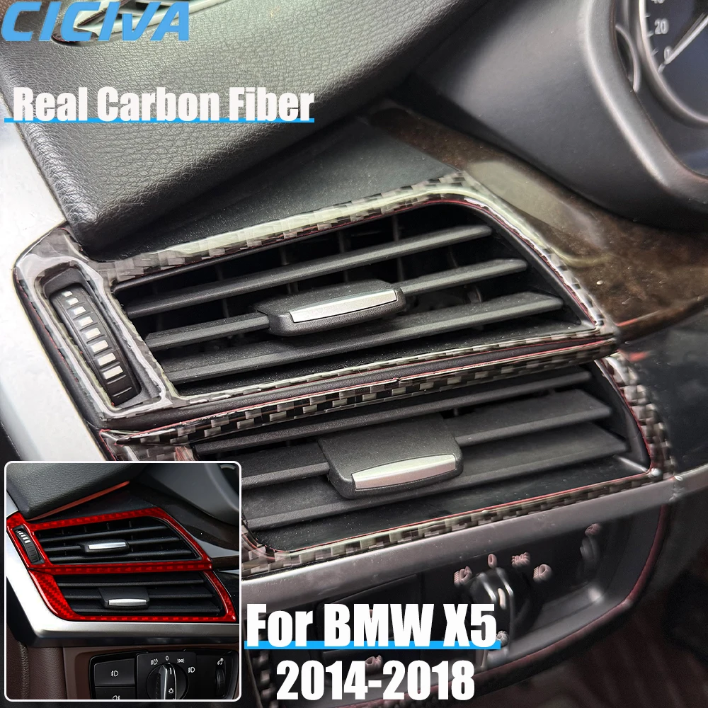 

Автомобильные аксессуары из настоящего углеродного волокна, декоративная накладка на переднее вентиляционное отверстие, мягкая наклейка для BMW X5 F15 2014 2015 2016 2017 2018