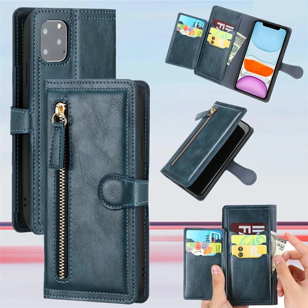 

For iPhone 14 Pro Max Case iPhone 14 Pro Luxury Leather Zipper Flip Wallet Cover For iPhone 14 Max 14 Pro Card Holder Stand Capa