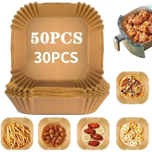 50/30 sztuk akcesoria kuchenne frytownica papierowe przybory kuchenne jednorazowe kwadratowe okrągłe formy cukiernicze płyta grillowa nieprzywierająca podkładka