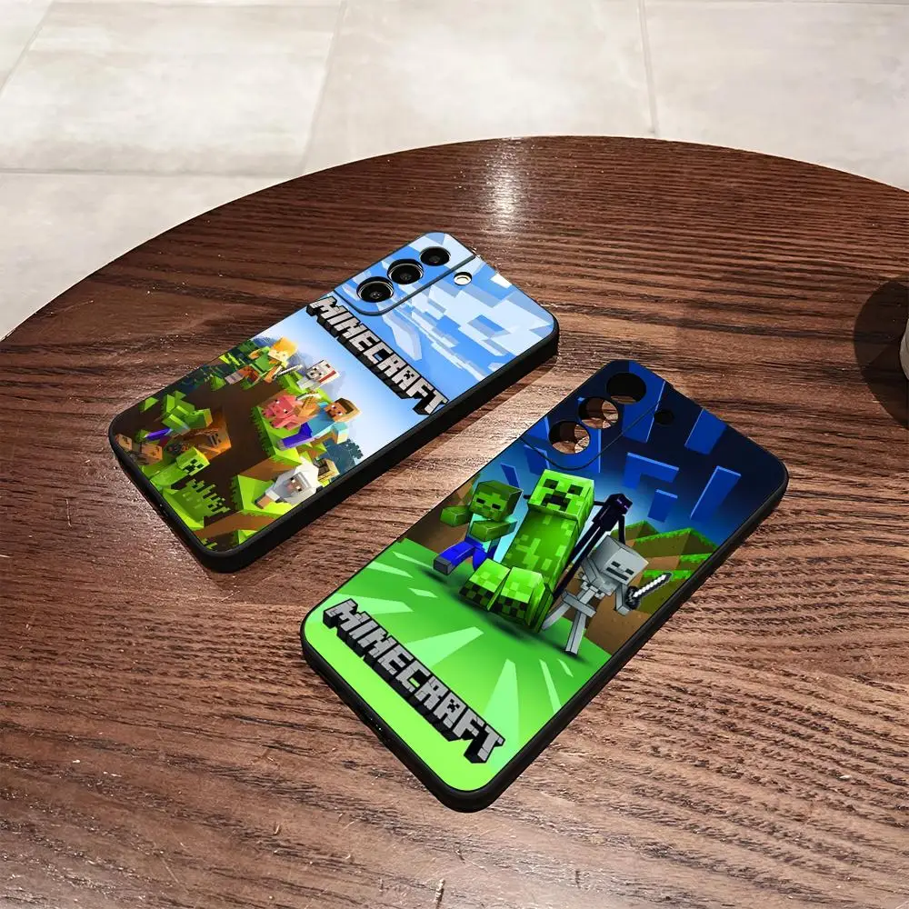 M-Mines C-Craft Jogo Caso de Telefone Para Samsung S25 S24 FE S23 S22 S21 Plus S20 Ultra Note20Ultra Preto Soft Shell
