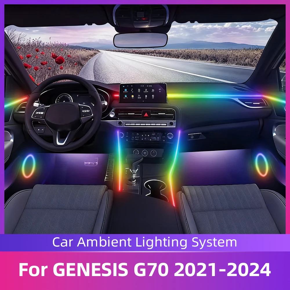 

Multi Color Car Interior Ambient Acrylic Light Music Sync LED Rhythm Dynamic Light By App Control For GENESIS G70 For 2021-2024